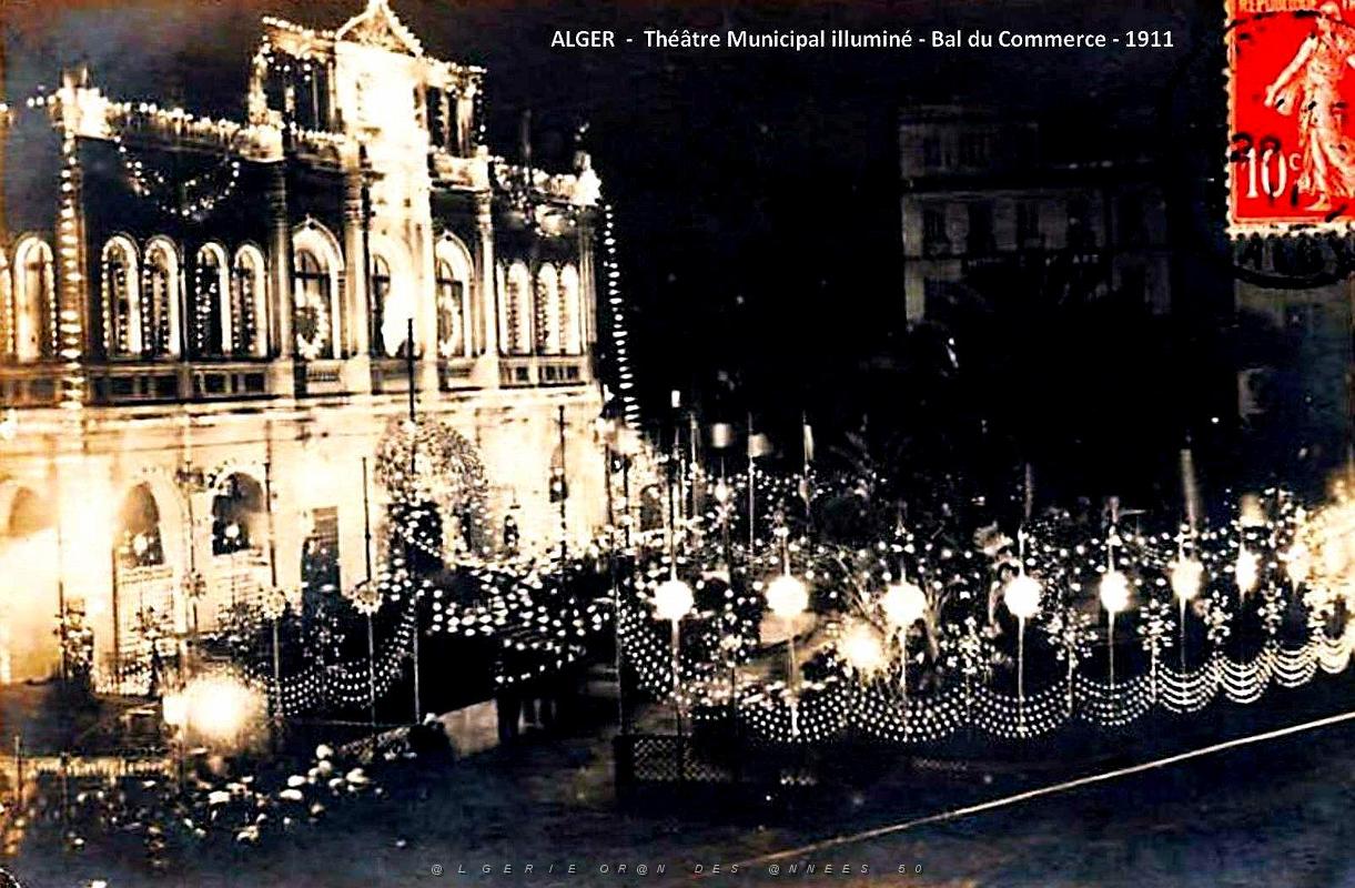 Alger - Theatre Municipal illumine - Bal du Commerce - 1911.jpg